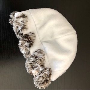 White Beanie with Faux Fur